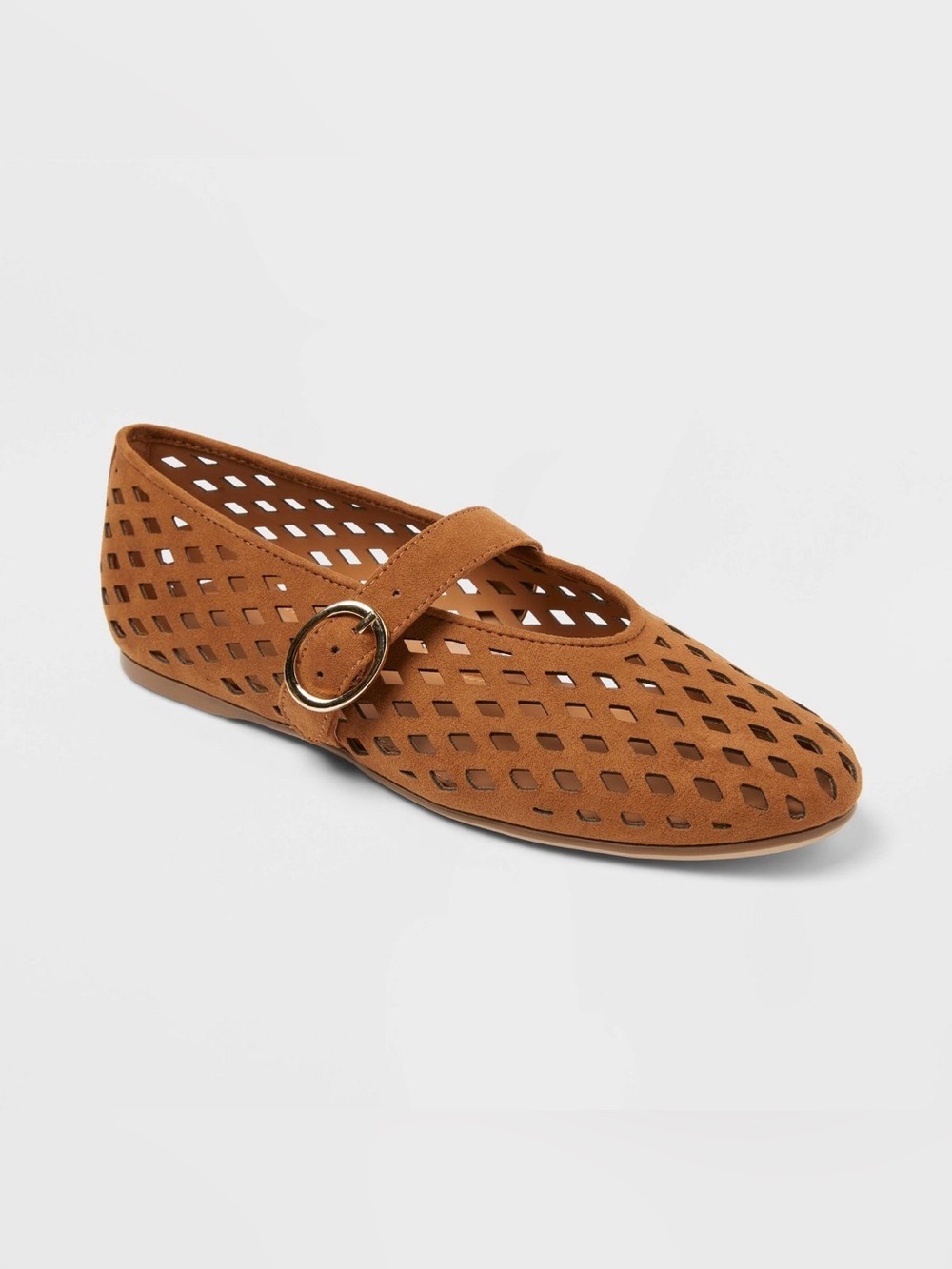 Sia Mary Jane Cutout Ballet Flats, Cognac Brown - Universal Thread, Sz 7.5, NWT